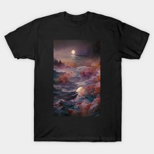 Moonlit Waves Ocean Dream Art T-Shirt